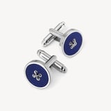 Button Cufflinks Blue Enamel & Sterling Silver 925