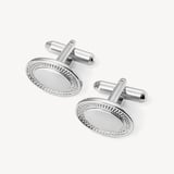 Engraved Edge Oval Personalised Cufflinks Sterling Silver 925 Plated