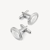 Engraved Edge Oval Personalised Cufflinks Sterling Silver 925 Plated