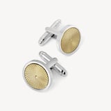 Engraved Centre Round Cufflinks Sterling Silver 925 Plated & Gold Plated