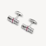 Sterling Silver & Gemset Barrel Twist Cufflinks Rubies set in Sterling Silver 925