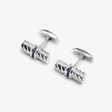 Sterling Silver & Gemset Barrel Twist Cufflinks Sapphires set in Sterling Silver 925