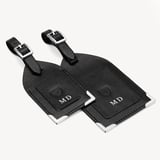 Set of 2 Luggage Tags Black Saffiano
