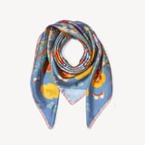 Botanical 'A' Silk Scarf Bluebird Pure Silk