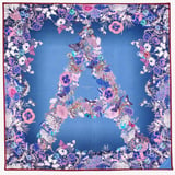 Ombre 'A' Floral Silk Scarf Midnight Blue Pure Silk