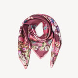 Ombre 'A' Floral Silk Scarf Bordeaux Pure Silk