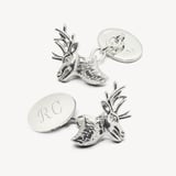 Personalised Sterling Silver Sporting Cufflinks Sterling Silver 925 Stag Head