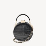Micro Hat Box Black Patent Croc