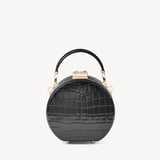 Micro Hat Box Black Patent Croc