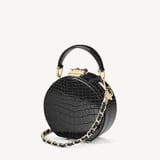 Micro Hat Box Black Patent Croc