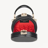 Micro Hat Box Black Patent Croc