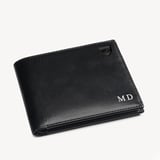 8 Card Billfold Wallet Smooth Black & Cobalt Blue Suede