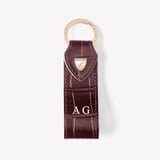 Small Leather Loop Keyring Deep Shine Amazon Brown Croc