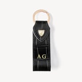 Small Leather Loop Keyring Deep Shine Black Croc