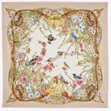 Edwardian Garden Silk Scarf Putty Pure Silk