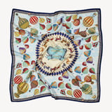 Hot Air Balloon Silk Scarf Navy Pure Silk