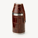 6oz Hunter Leather Flask Deep Shine Amazon Brown Croc