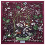 Woodland Silk Scarf Burgundy Pure Silk