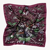 Woodland Silk Scarf Burgundy Pure Silk