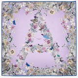Ombre 'A' Floral Silk Scarf English Lavender Pure Silk