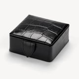 Stud Box Deep Shine Black Croc & Cobalt Blue Suede