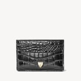 Slim Credit Card Holder Black Patent Croc
