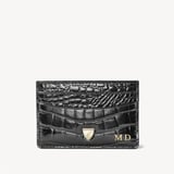 Slim Credit Card Holder Black Patent Croc