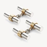 Double Barrel Cufflinks Sterling Silver 925 & Gold Plated