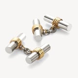 Double Barrel Cufflinks Sterling Silver 925 & Gold Plated