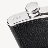 Classic 5oz Leather Hip Flask Black Pebble