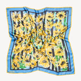 Sunflower Silk Scarf Yellow & Blue Pure Silk