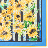 Sunflower Silk Scarf Yellow & Blue Pure Silk