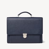 City Leather Briefcase Navy Pebble