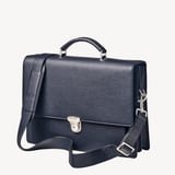 City Leather Briefcase Navy Pebble