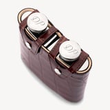 Double 6oz Leather Hip Flask Deep Shine Amazon Brown Croc