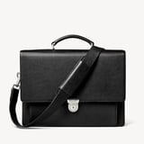 City Leather Briefcase Black Pebble