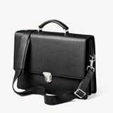 City Leather Briefcase Black Pebble