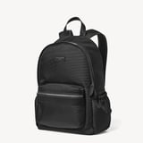 Men's Backpack Black Nylon Canvas with Leather Trim