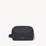 Men's Wash Bag Navy Nylon Canvas with Leather Trim