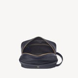 Men's Wash Bag Navy Nylon Canvas with Leather Trim