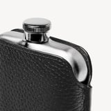5oz Hip Flask with Leather Pouch Black Pebble