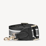 Webbing Bag Strap Black Pebble with Black, White & Grey Stripes 