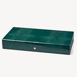 Grand 17-inch Backgammon Set Evergreen Patent Croc
