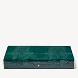 Grand 17-inch Backgammon Set Evergreen Patent Croc