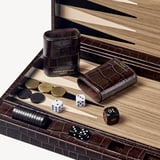 Grand 17-inch Backgammon Set Deep Shine Amazon Brown Croc