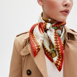 Hot Air Balloon Silk Scarf Red Pure Silk