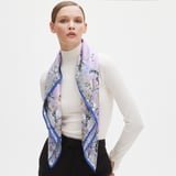 Ombre 'A' Floral Silk Scarf English Lavender Pure Silk