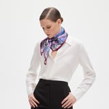 Ombre 'A' Floral Silk Scarf Midnight Blue Pure Silk