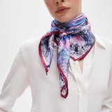 Ombre 'A' Floral Silk Scarf Midnight Blue Pure Silk