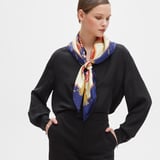 Aspinal Signature Shield Silk Scarf Blue Pure Silk